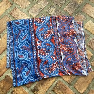 ECHO polyester paisley red and blue shawl scarf wrap